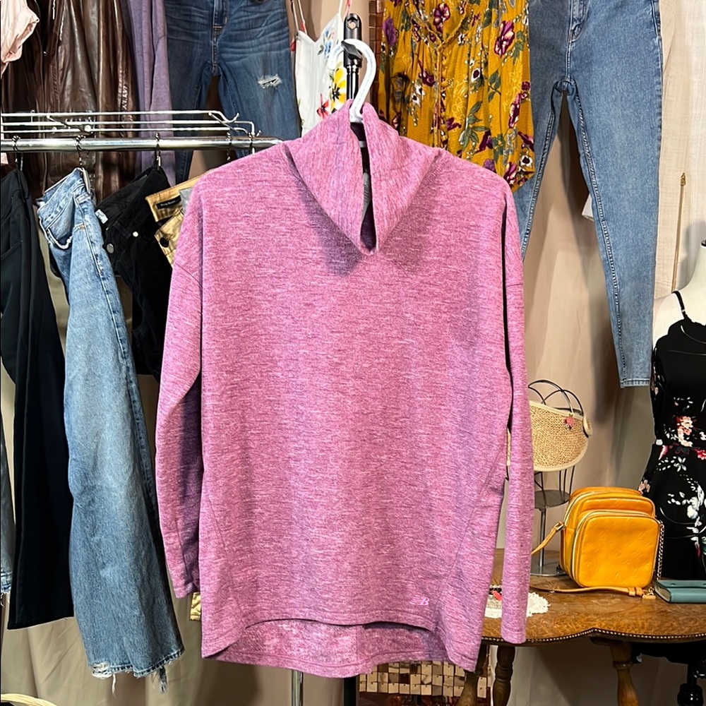 New Balance Pink Purple Cowl Neck Sweater Size Small